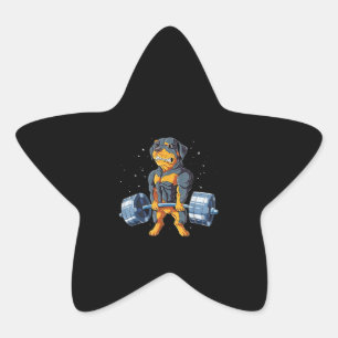 Sticker Étoile Rottweiler Poids levant Funny Deadlifts Hommes Fit