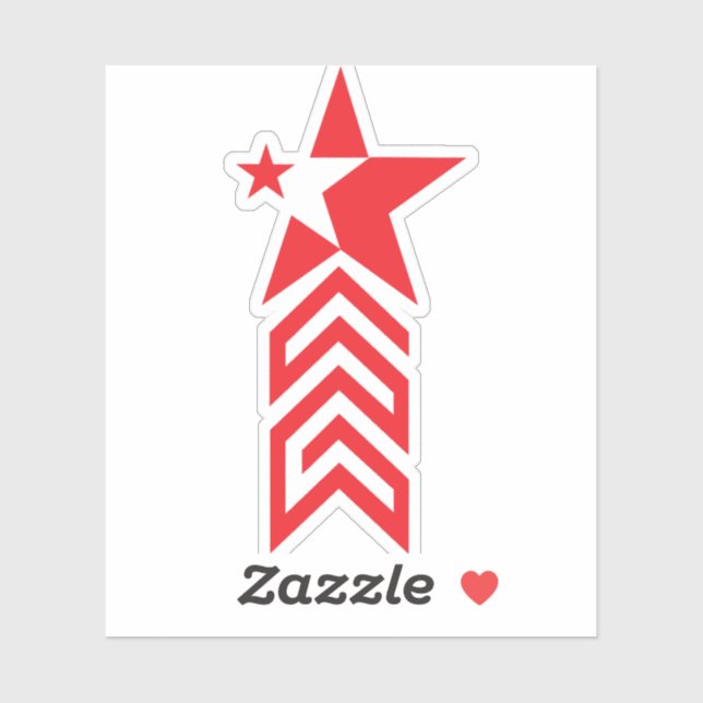 Sticker Étoile rouge avec flèches à chevron (Feuille)