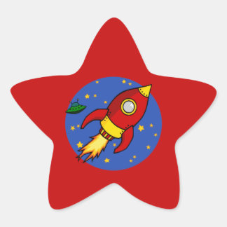 Sticker étoile rouge fusée