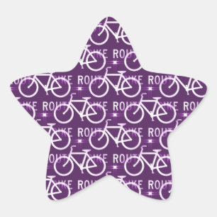 Sticker Étoile Route Vélo Amusant Fixe Vélo Cycliste Motif Violet