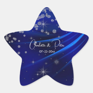 Sticker Étoile Royal Blue Diamonds & Hearts Stars Mariage