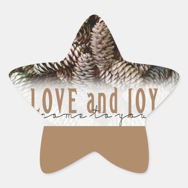 Sticker Étoile Rustic Holiday Love and Joy Pine Cone (Devant)