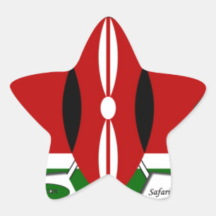 Sticker Étoile Safari au drapeau kenyan : conception d'étoile   I