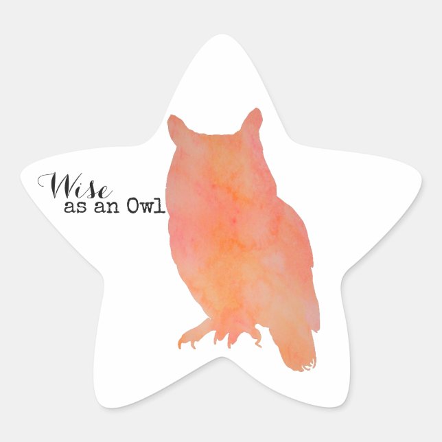 Sticker Étoile Sage comme un hibou typographie aquarelle (Devant)