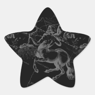 Sticker Étoile Sagittarius Constellation Hevelius Map on Black