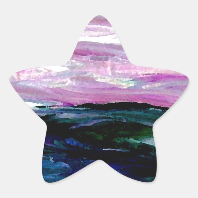 Sticker Étoile saison douce Ocean Seascape Sunrise Waves (Devant)