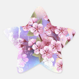 Sticker Étoile Sakura rose sur la peinture Arrière - plan
