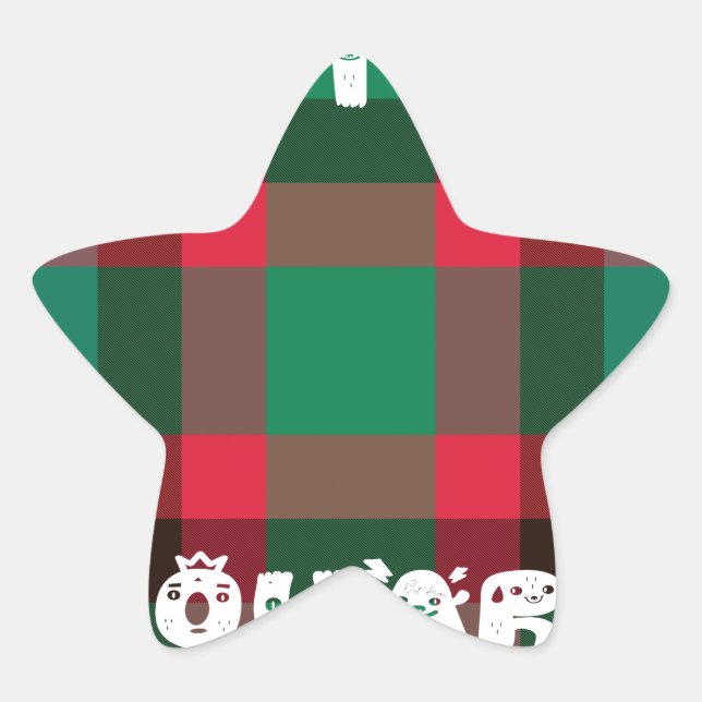 Sticker Étoile Scottish Royal À damiers Tartan Plaid avec texte (Devant)