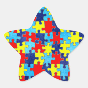 Sticker Étoile Sensibilisation sur l'autisme-Puzzle par Shirley T