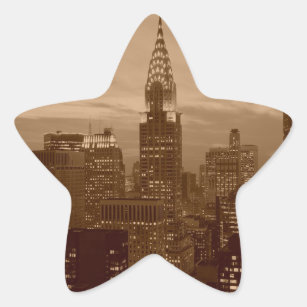 Sticker Étoile Sepia Tone New York