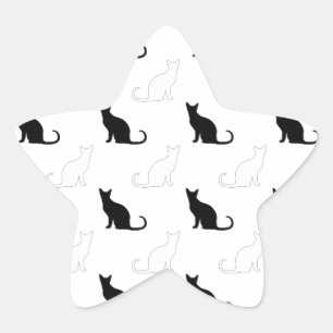Sticker Étoile Silhouettes de chats noirs et blancs