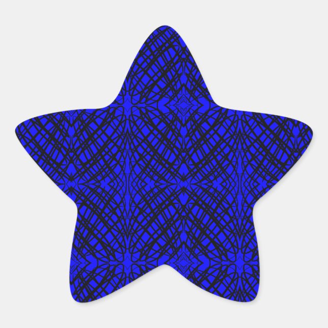 Sticker Étoile Simple Scribble | Carreaux miroir | Bleu | (Devant)