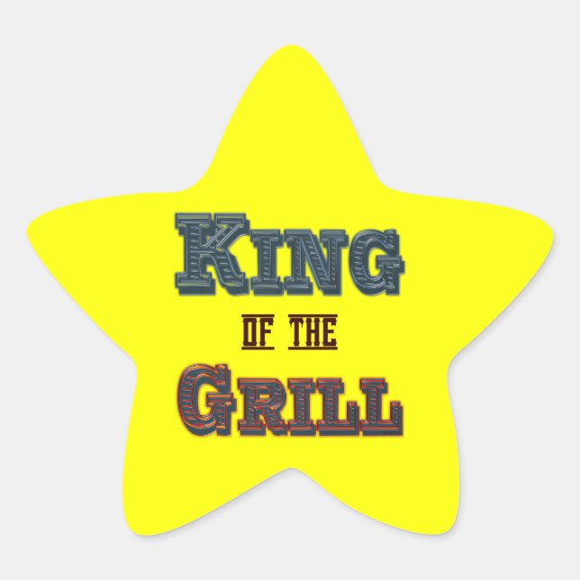 Sticker Étoile Slogan Cuisine barbecue King of the Grill (Devant)