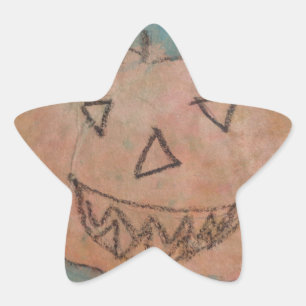 Sticker Étoile Smiling Pumkin, Halloween Kids Art Watercolor