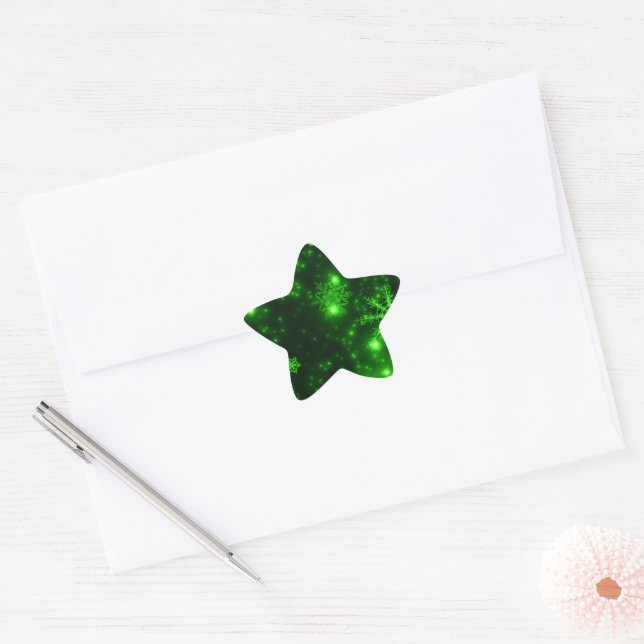 Sticker Étoile Snowflakes with Green Background (Enveloppe)