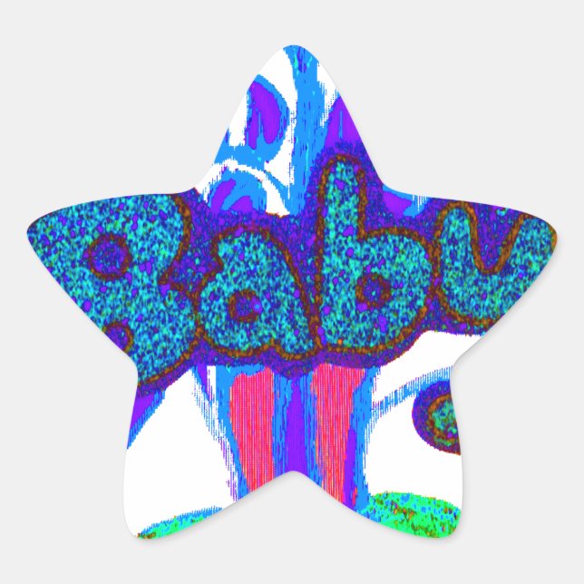 Sticker Étoile Soft Cyan Blue Flower Art : A Baby's Touch. (Devant)