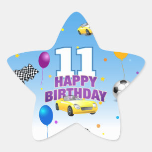 Sticker Étoile Sporty Joyeux Anniversaire BLEU