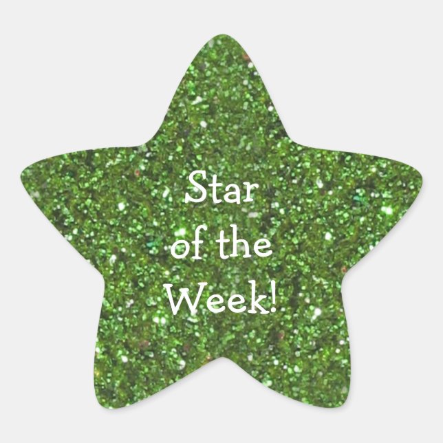 Sticker Étoile STAR GREEN (faux) PARTIES SCINTILLANT STAR OF WEEK (Devant)