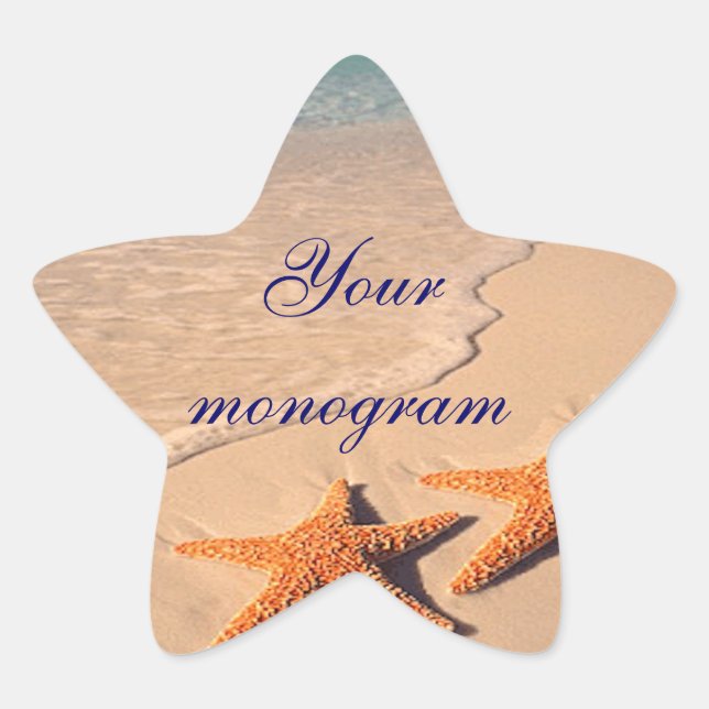 Sticker Étoile Starfish Beach Ocean Enveloppe Mariage Seals Étiqu (Devant)