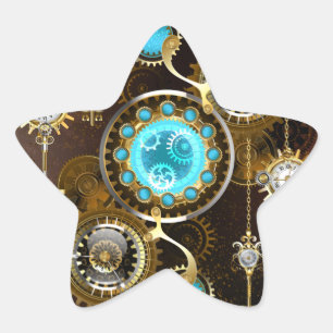 Sticker Étoile Steampunk Rusty Background