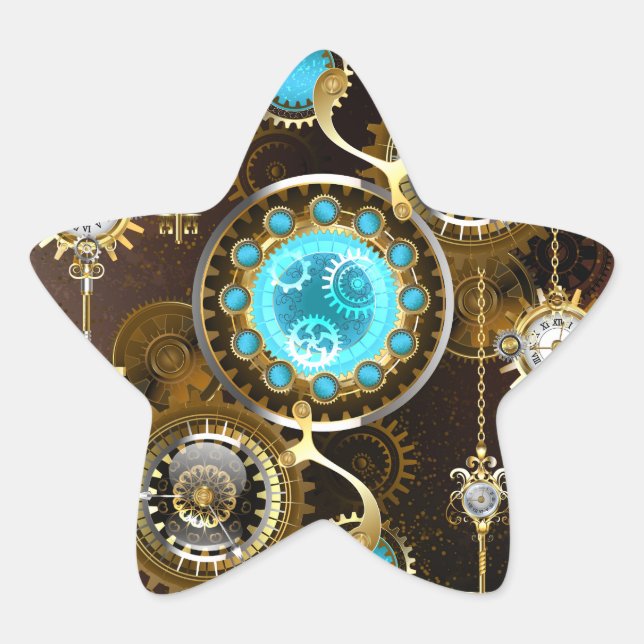 Sticker Étoile Steampunk Rusty Background (Devant)