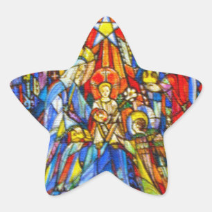 Sticker Étoile Style Nativité Peint Verre