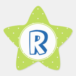 Sticker Étoile Superhero jaune rouge pois monogramme enfant