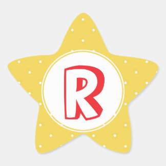 Sticker Étoile Superhero jaune rouge pois monogramme enfant