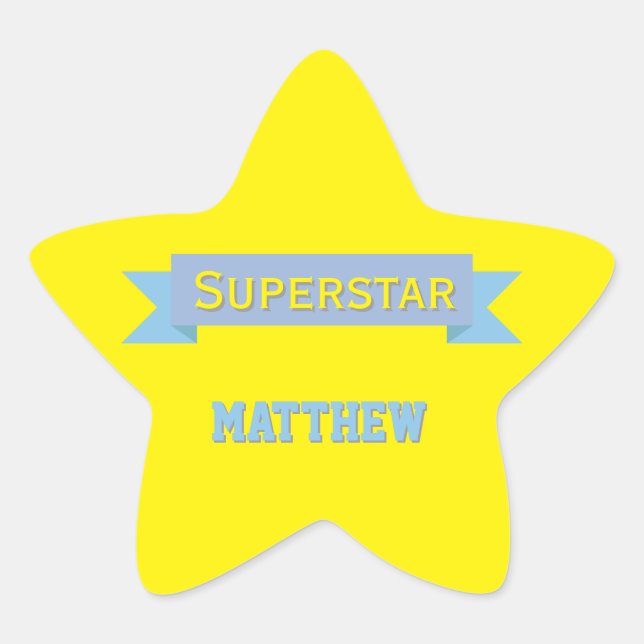 Sticker Étoile Superstar avec nom personnalisé (Devant)