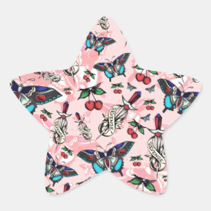 Sticker Étoile Sweet Revenge, vieux tatouages de l'école motif.