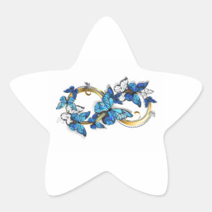 Sticker Étoile Symbole infini de papillons Morpho bleus