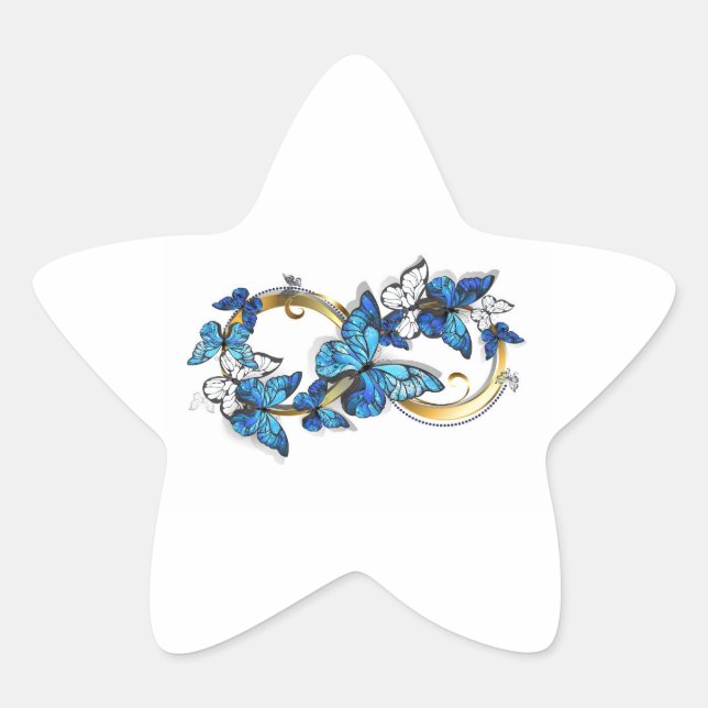 Sticker Étoile Symbole infini de papillons Morpho bleus (Devant)