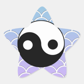 Sticker Étoile Symbole Yin Yang sur l'Arrière - plan d'onde