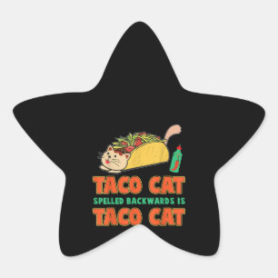 Sticker Étoile Taco Chat Écrit À L'Arrière Est Taco Chat Drôle Ca