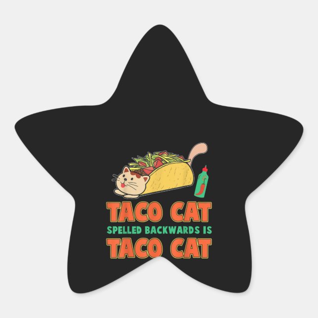 Sticker Étoile Taco Chat Écrit À L'Arrière Est Taco Chat Drôle Ca (Devant)