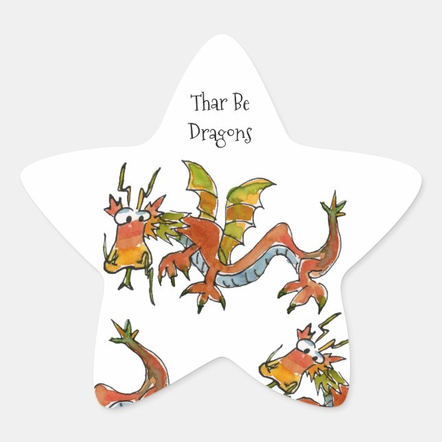 Sticker Étoile Thare Be Dragons (Devant)