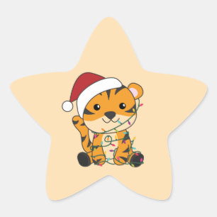 Sticker Étoile Tiger Noël Neige Animaux d'hiver Tiger Star Sti