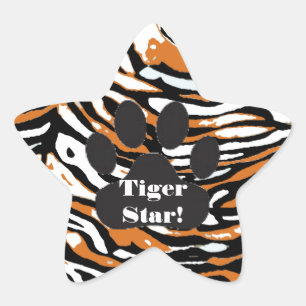 Sticker Étoile Tiger Print et Paw Star Student