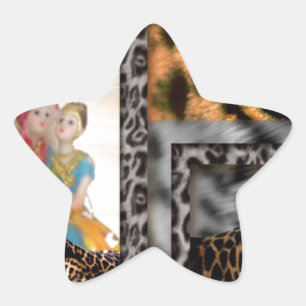 Sticker Étoile Tigre & Couple Impression d'art