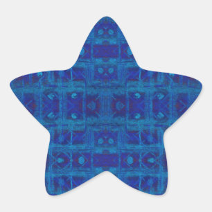 Sticker Étoile Tissu bleu, motif géométrique abstrait, dessiné à