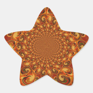 Sticker Étoile Tons Abstraits orange, marron et vert