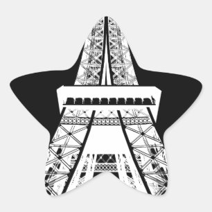 Sticker Étoile Tour Eiffel noir blanc
