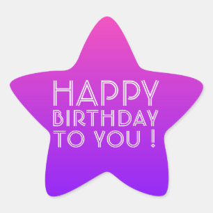 Sticker Étoile Tout nom éditable Joyeux Anniversaire Rose Violet