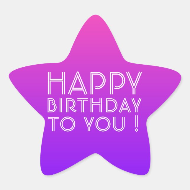 Sticker Étoile Tout Nom Modifiable Joyeux Anniversaire Rose Viole (Devant)