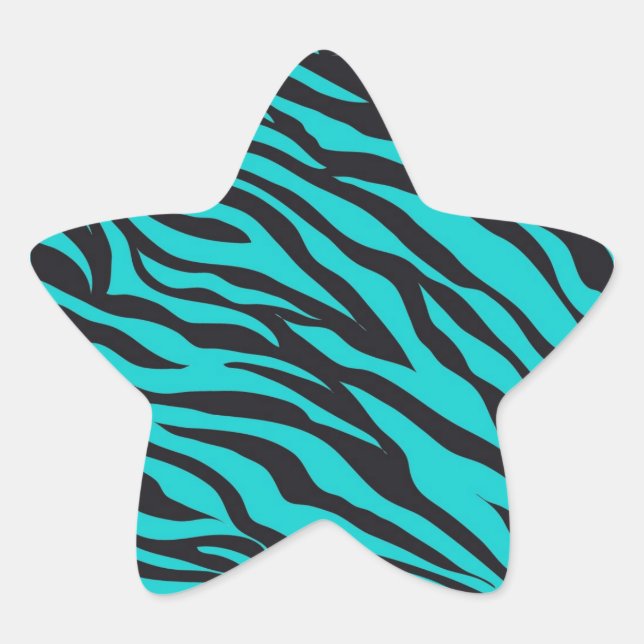 Sticker Étoile Trendy Turquoise Turquoise Black Zebra Stripes (Devant)