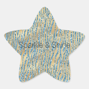 Sticker Étoile Turquoise Aqua Parties scintillant Gold Sparkle Ze