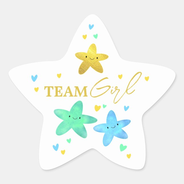 Sticker Étoile Twinkle Little Star Gender Reveal Team Girl (Devant)