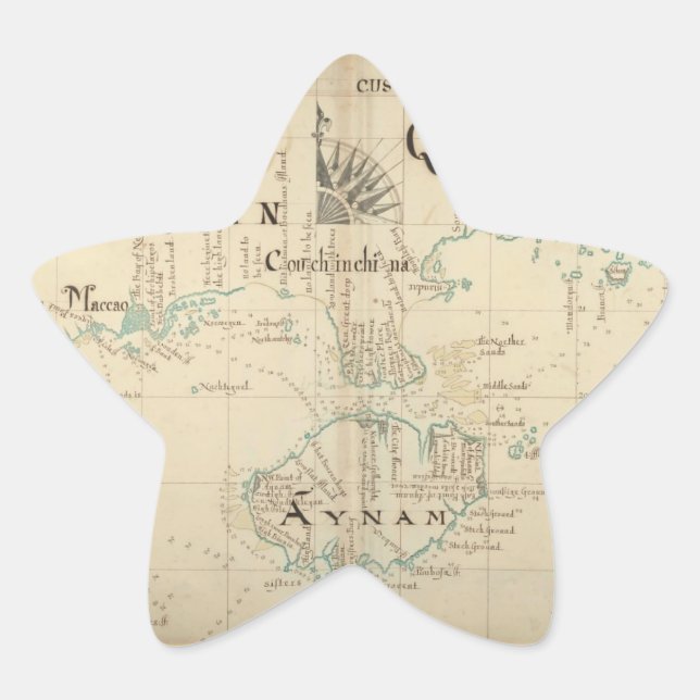 Sticker Étoile Une Authentique Carte Pirate De 1690 (Devant)