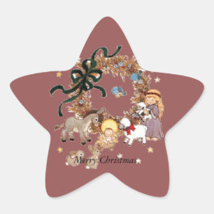 Sticker Étoile Une scène de Noël