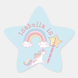 Sticker Étoile Unicorne colorée personnalisable Baguette magique 